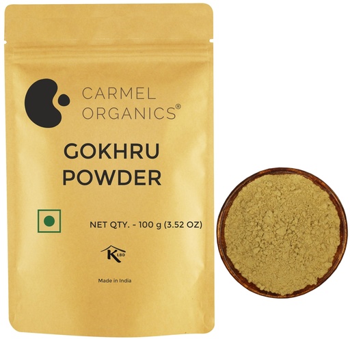 [BRSRMGQHBF5RQD3H] CARMEL ORGANICS Gokhru/Gokshura/Tribulus Terrestris Powder 100 Gram