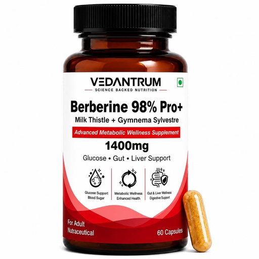 [BRSRYZT7PMPAKGTK] Berberine Supplement 98% Pro+ Blood Sugar Support | 1400mg Advanced Metabolic Health Formula | Supports Healthy Glucose Metabolism, Insulin Sensitivity & Lipid Metabolism | 60 Capsules