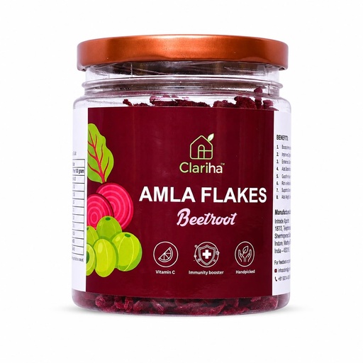 [BRSRYZY6BN5AK3L2] CLARIHA Beetroot Amla Flakes 100g | Beetroot Flavoured Amla Candy & Mukwas | Ready to Eat Indian Gooseberry Snack | Rich in Vitamin C & Dietary Fibre | No Preservatives | Supports Healthy Digestion