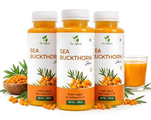 [BRSRGA32C56QY2T4] One Naturr - Sea Buckthorn Juice, Himalayan Berry Juice - 300ml, Anti-aging, Rich in Omega 3 6 7 9, Orange, Liquid Form, Gluten Free (3, 900 ml)