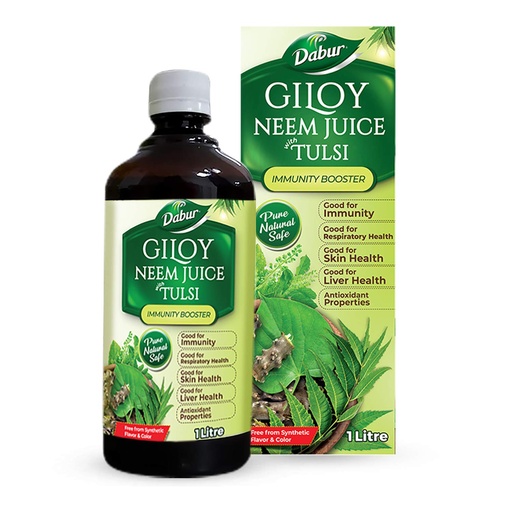 [BRSWYZINBFYBQ2TG] Dabur Giloy Neem Tulsi Juice: Benefit of 3-in-1 Immunity Boosters with the power of Giloy, Neem and Tulsi|Pure, Natural and 100% Ayurvedic Juice -1L