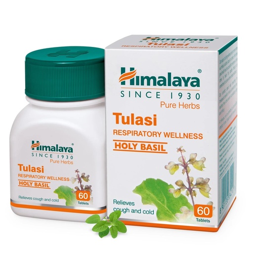 [BRSWIZA6DMHQ4GQ7] Himalaya Wellness Pure Herbs Tulasi Respiratory Wellness | Holy Basil |Relieves cough and cold| -Pack of 60 Tablets