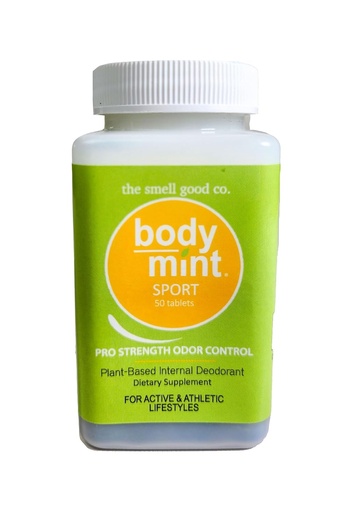 [BRSWIZT3CF6B4ALM] Body Mint Sport, supplément de désodorisation de la chlorophylle extra-forte pour une fraîcheur corporelle complète, désodorisant interne sans aluminium, conçu pour les styles de vie actifs et athlétiques, 50 onglets