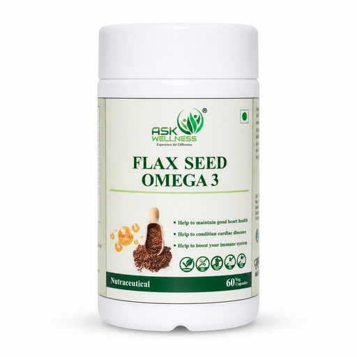 [BRSRYZIDBYNBA334] Flax Seed Omega 3 Capsules | Plant-Based Omega 3 Supplement for Heart, Immune & Overall Wellness Support | Vegan, GMO Free | 60 Veg Capsules