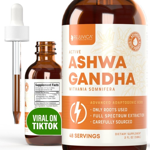 [BRSW2CQPCB5AAA37] Rejuvica Health Active Ashwagandha - Advanced Liquid Supplement - Withania Somnifera Extract - Ashwagandha Roots Only - Naturally Occurring Withanolides