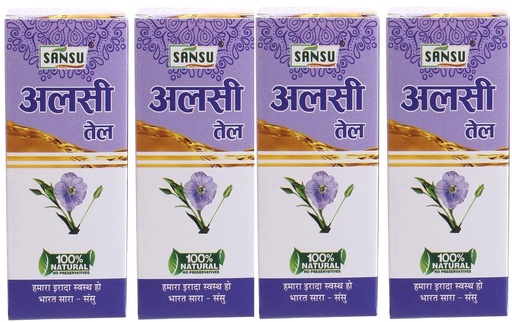 [BRSRAAYKCUCQGH3X] Sansu Alsi Ka Tail (Flaxseed Oil) 50ml (Pack of 4).