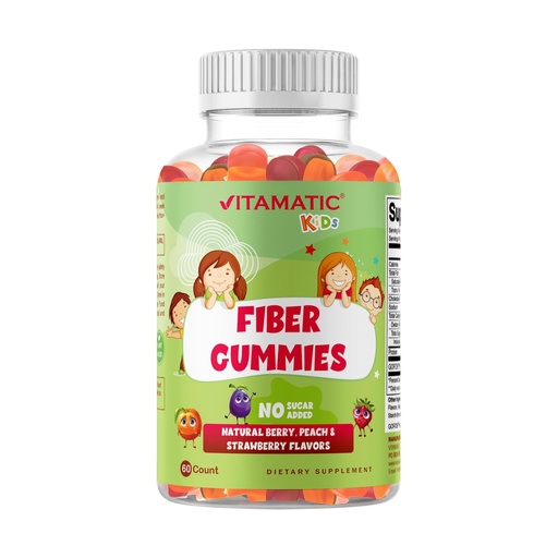 [BRSROY36CANQACI7] Vitamatic Kids Prebiotic Fiber Gummies – Extra Strength 4g Fiber – Zero Sugar Added – 60 Pectin-Based Gummies – Digestive Health & Regularity Support