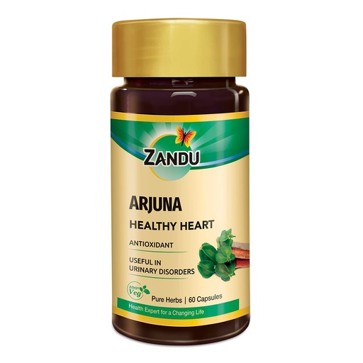 [BRSWGBD5BV7GYD3K] Zandu Arjuna Capsules - Helps to Maintain a Healthy Heart while Helping Keep Diabetes & Cholesterol Under Check, also Promotes Good Urinary Health - Pack of 60 Veg capsules