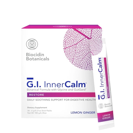 [BRSROEAKBV7RMA3P] Biocidin GI InnerCalm Gut Health Drink Mix - Supports Leaky Gut Repair & GI Detox - Mood & Sleep Support - Digestive Comfort - Glycine, DGL & Zinc Carnosine - May Help with Bloating (30 Stick Packs)