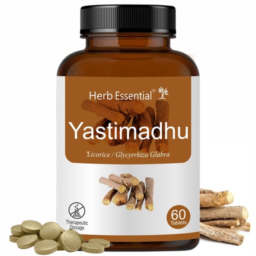 [BRSWGFTQBZ7GM233] Herb Essential Yashtimadhu Licorice Tablets 500mg, 60 Tabs, Mulethi Herbal