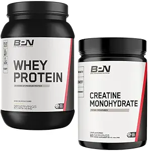 [BRSROCQ7CINBAGT4] BARE PERFORMANCE NUTRITION BPN Creatine Monohydrate & Whey Vanilla Protein Powder Bundle