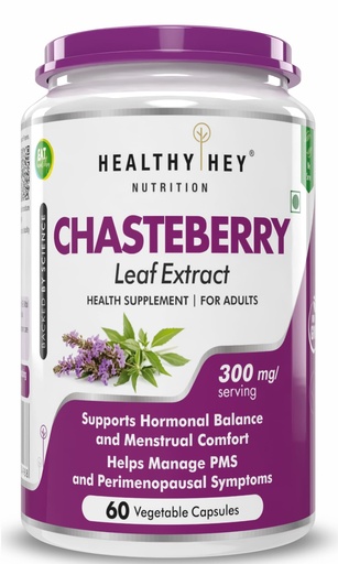 [BRSRGAL7C4HRMETZ] HealthyHey Nutrition Chasteberry Leaf Extract - 300mg per serving - 60 Vegetable Capsules