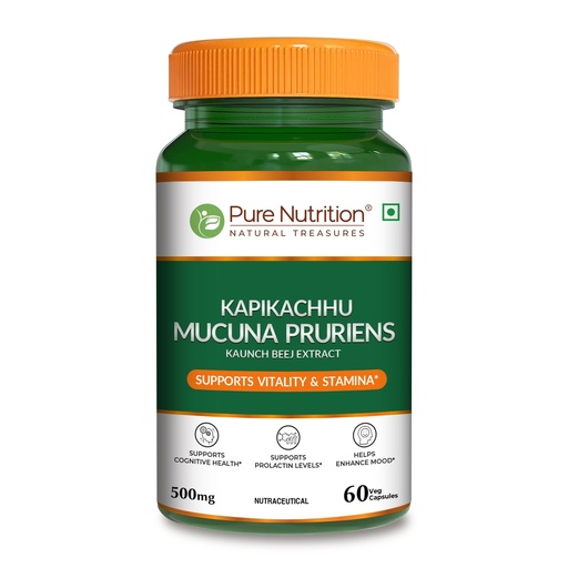 [BRSREADYAF4AG3LD] Pure Nutrition Kapikacchu Mucuna Pruriens (Kaunch Beej Extract), 500mg, 60 Veg Capsules – Supports Vitality, Cognitive Health & Mood Balance