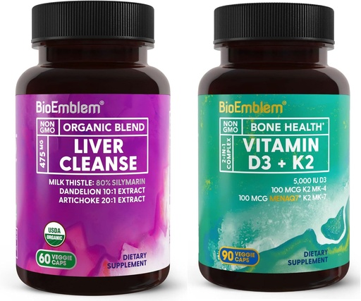 [BRSRAAT5A57AYFI2] BioEmblem Vitamin D3 K2 USDA Organic Liver Cleanse