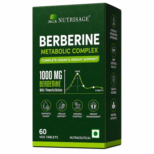 [BRSRYZ3RAAIWYGTD] Berberine Metabolic Complex 1000mg | Advanced 8-Ingredient Metabolic Formula | With Chromium, Gymnema, Bitter Melon, Banaba & Ceylon Cinnamon | Supports Healthy Blood Sugar & Metabolism | 60 Veg Tablets