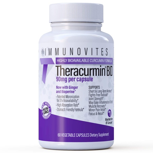 [BRSWGH3QAAJWY3DZ] IMMUNOVITES Theracurmin BID 300mg - Now w/Ginger & Bioperine (60ct Bottle)