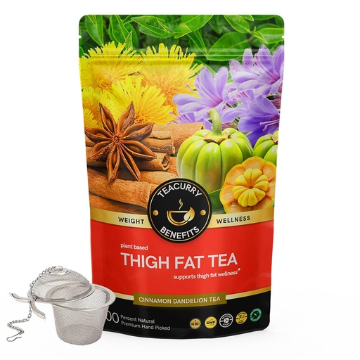 [BRSRMFIDAEJWE3T4] TEACURRY Thigh Fat Burn Tea (2 Month Pack | 200 Grams + Infuser) - Reduce Thigh Fat for Men and Women