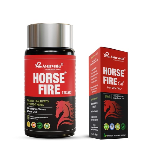 [BRSRAAAQOUPRQADD] Tablet (Pack of 60) & Horse Fire Ayurvedic Massage Oil For Men| Shree Gopal Tail - 25ml