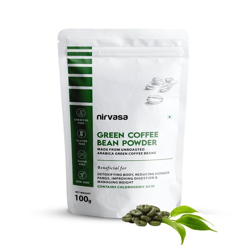 [BRSRMBTROYHBYCAZ] Nirvasa Green Coffee Bean Powder for Weight Management | Enriched with Chlorogenic Acid | Enhance Metabolism, Energy & Fitness | Unroasted Arabica Extract Powder, 100g (Pack of 1)