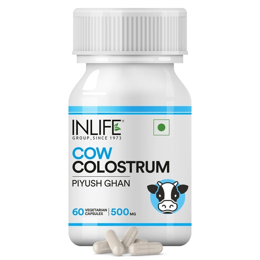 [BRSWKFA4BMGQCDDU] INLIFE Cow Colostrum Capsules 500mg, Supplement, 60 Count