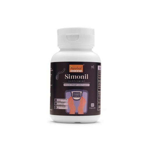 [BRSRGZQNA57QIEI4] Ayurleaf Herbals Simonil Supplement | Weight Loss Capsules | Herbal Blend with Guggul, Vidanga, Amla, Haritaki, Purnarnava & Piper Longum | For Men & Women | (60 Capsules)