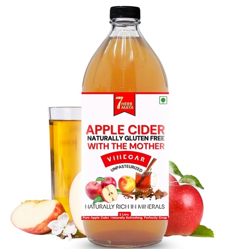 [BRSREADQCB6GCE36] 7HerbMaya Organic Apple Cider Vinegar with Mother | Raw & Unfiltered | Naturally Fermented from Himalayan Apples | Keto-Friendly Vinegar | No Sugar or Preservatives (2 Litre)