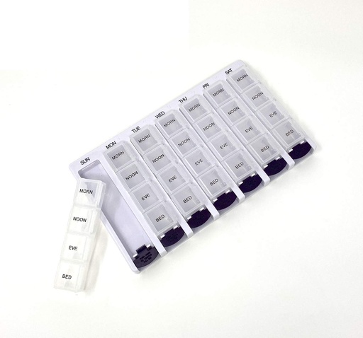 [BRSWGAAFCR5AA23L] Weekly AM/PM Pill Box Portable Travel Prescription & Medication Pill Case Organizer by P&P MEDICAL SURGICAL (7-Day / 4-Times-A-Day) with Removable Compartments and Moisture-Proof Design