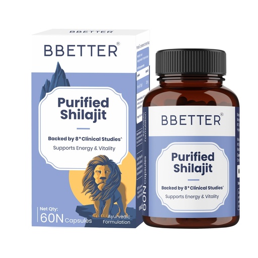 [BRSW2FTROANRSD3G] BBETTER Purified Shilajit with PrimaVie® | Clinically Studied Shilajit Extract | Supports Energy, Stamina, Strength & Healthy Testosterone Levels | Lab Tested | 60 Capsules