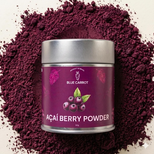 [BRSRGAABDIFWA23P] Blue Carrot Premium Acai Berry Powder – Superfood Supplement in Freshness-Sealed Tin – Rich in Antioxidants for Smoothie Bowls, Shakes & Baking – Vegan, Non-GMO, No Added Sugar