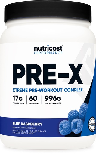 [BRSWGCQPCMPWC332] Nutricost Pre-X Xtreme Pre-Workout Complex Powder, Blue Raspberry, 60 Servings, Vegetarian, Non-GMO and Gluten Free