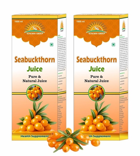 [BRSRYEAKOEFRQ3DX] Sea Buckthorn Juice 2000 ML | Himalayan Berry Natural Herbal Fruit Pulp Juice | Omega 3 6 7 9 Rich Beverage with Antioxidants Vitamins C & E (Pack of 2, 1000 ML Each)