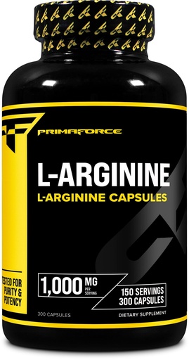 [BRSROFTRCQHBMCQ7] Primaforce L-Arginine (300 Capsules, 150 Servings / 1,000 mg L-Arginine Per Serving) | Extra Strength Amino Acid Supplement for Men and Women - Gluten Free, Non-GMO