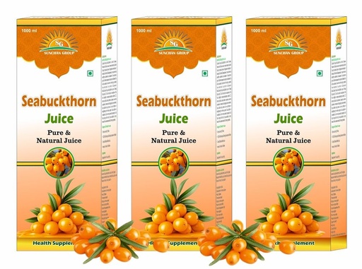[BRSRYEAKAEGQ4HT5] Sea Buckthorn Juice 3000 ML | Himalayan Berry Natural Fruit Pulp Juice | Natural Vitamin C Rich Juice with Omega 3 6 7 9 (Pack of 3, 1000 ML Each)