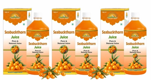 [BRSRYEAKOUBWYCLG] Sea Buckthorn Juice 3000 ML | Himalayan Leh Ladakh Sea Buckthorn Fruit Pulp Juice | Omega 3 6 7 9 Rich Berry Juice (Pack of 3, 1000 ML Each)