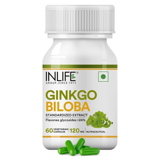 [BRSWECQLBBYQICDP] INLIFE Ginkgo Biloba Extract 120mg Nootropic Capsules for Memory, 60 Count