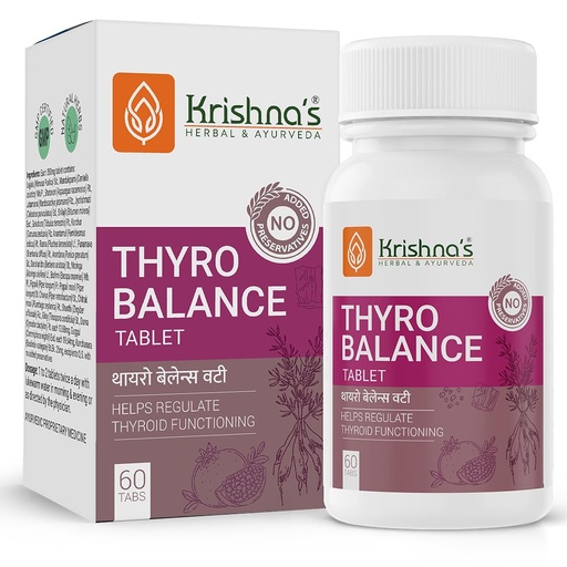 [BRSREZQNPINBYH32] Krishna's Thyro Balance Tablets – Herbal & Non-GMO Formula - 60 Tablet (Pack of 1)