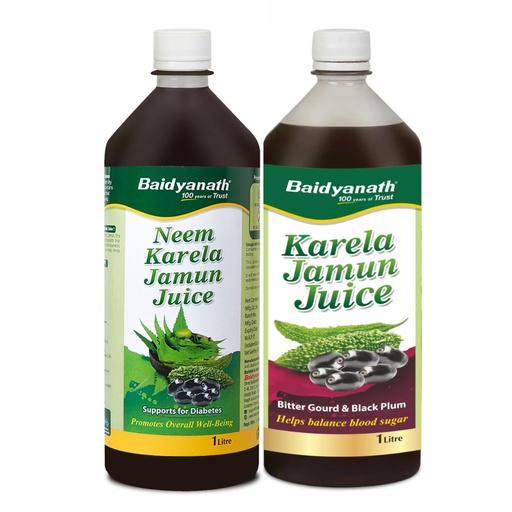 [BRSREAYHCQPQE23P] Baidyanath Ayurved Neem Karela Jamun & Karela Jamun Juice combo (2L, 1Litre X 2) | Natural Remedy for Blood Sugar Management | Best For Digestive Health, Diabetic, Skin Care & Natural Detox | No Added Sugar