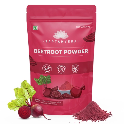 [BRSRAGAYC4OREHT7] Saptamveda Beetroot Powder 250g | For Drinking & Face Pack | Supports Heart & Brain Health | 100% Pure & Preservative-Free | Men & Women