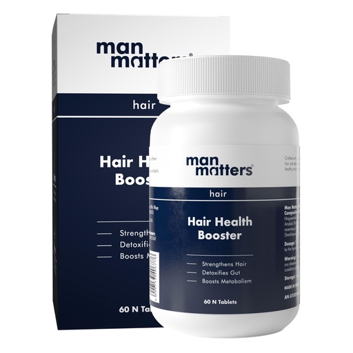 [BRSRAFA6CF5WCYLJ] Man Matters Hair Health Booster Tablets | Strengthens Hair, Helps Improve Hair Health, Detoxifies the Gut | Amla, Bhringaraj, Shatavari & Shankhapushpi | 60 Tablets