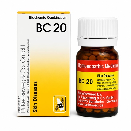 [BRSRA2Q5DNYBM2QZ] BC 20 Skin Care Tablets | Biochemic Combination for Skin Diseases, Acne, Pimples, Eczema & Itching Relief | Homeopathic Medicine for Healthy Skin Support | 20g Bottle