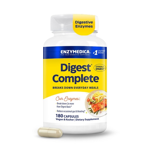 [BRSWIHT5BEIG2FI7] Enzymedica Digest Complete - Digestive Enzyme Supplement for Women & Men, Enzyme Capsules for Digestion, Gut Health Support, Helps Gas & Bloating, Energy Support, Vegan - 180 Caps