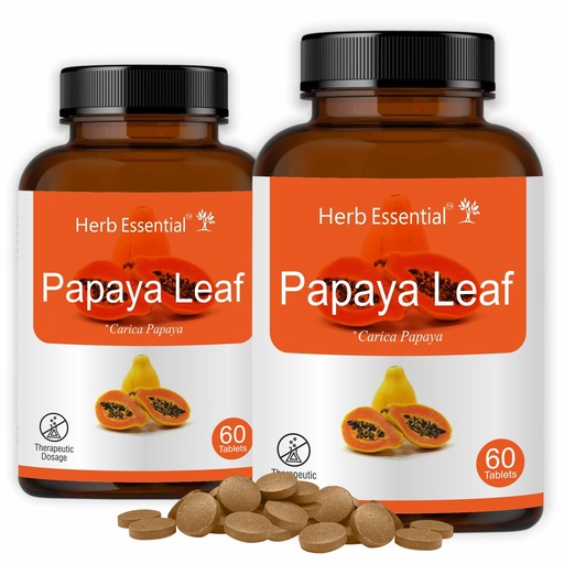 [BRSWGFADCUAWY33F] Herb Essential Carica Papaya Leaf Extract 500Mg, 60 Count (Pack of 2)