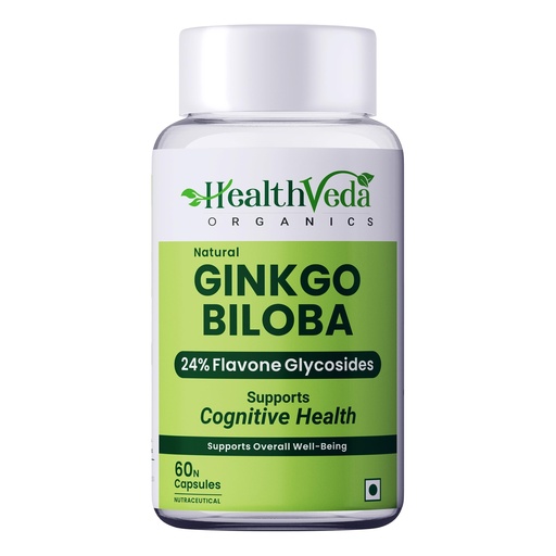 [BRSW2BLYDENQY3DX] HEALTH VEDA ORGANICS PRIVATE LIMITED Ginkgo Biloba 120 mg | 60 Veg Capsules | Supports Better Concentration & Memory | For both Men & Women