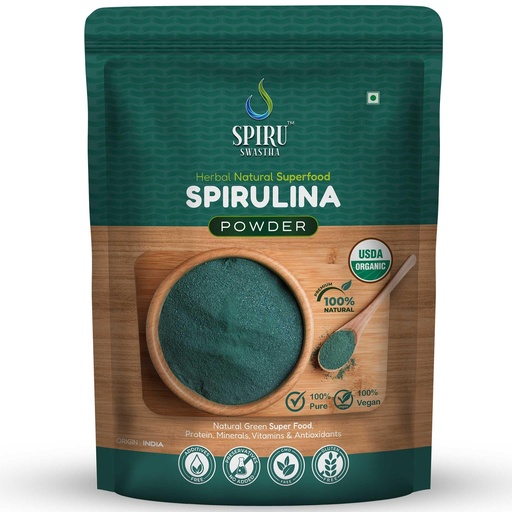 [BRSRACYQA4IB4DI7] 100% Natural Spirulina | USDA Certified Organic Spirulina Powder for Immunity, Energy, Digestion & Skin Health | Plant Based Protein Superfood - 100g Veg Powder