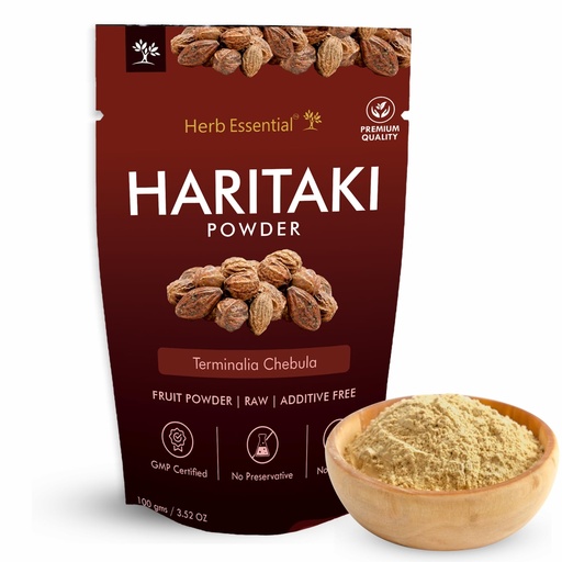 [BRSWGZY2DJ6BOHLJ] Herb Essential Pure Haritaki Powder | 100% Natural,Internal Cleanser and Detoxifier | Constipation Relief, Immunity Booster -100g