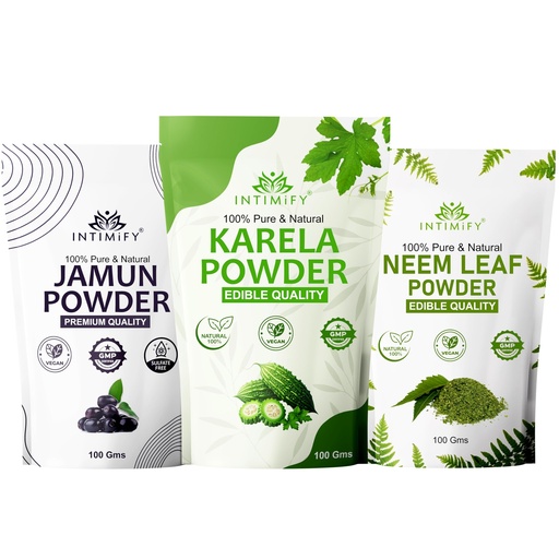 [BRSRAHACOECRYEL3] INTIMIFY Neem, Karela, Jamun Seed Powder (100 Gms X 3 Pack)