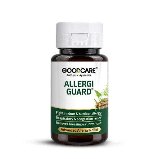 [BRSREHAROINBUDTK] Goodcare Allergy Guard 60 Caps | With Ayurvedic Herbs Guduchi, Neem, Tulsi, Haldi & Haritaki | Relief from Dust, Pollen & Seasonal Allergies | Supports Immunity & Respiratory Health