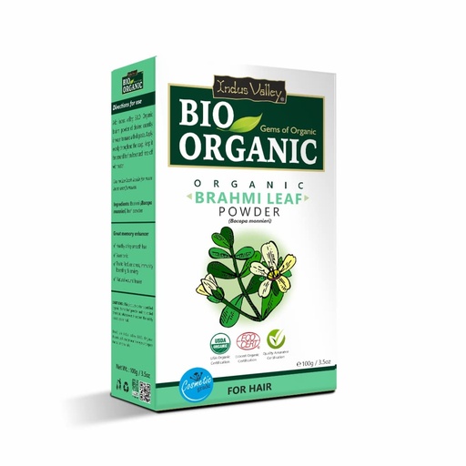 [BRSWGEACDIFRUHI4] INDUS VALLEY Brahmi Leaf Powder 100g | Natural Ayurvedic Herb for Brain Health, Memory, Focus & Hair Care | Pure Bacopa Monnieri Supplement