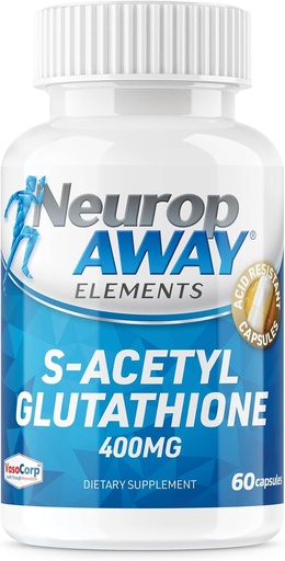 [BRSROAQ5AEGRACQZ] NeuropAWAY Elements S-Acetyl-Glutathione 400mg Acid Resistant Capsules 60ct (60 400mg Capsules Per Bottle) 3rd Party Tested Made in a cGMP Facility