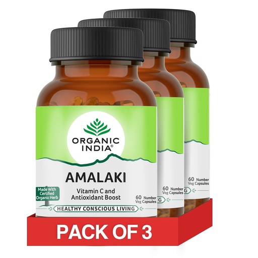 [BRSWGAQOOEHRGEYZ] A TATA Product - Organic India Amalaki - 60 Veg Capsules (Pack of 3), Natural Vitamin C & Antioxidants, Boosts Immune Response, Detoxify & Rejuvenate Digestive System, Reduce Acidity